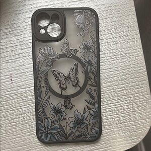 Floral Butterfly Phone Case - Black